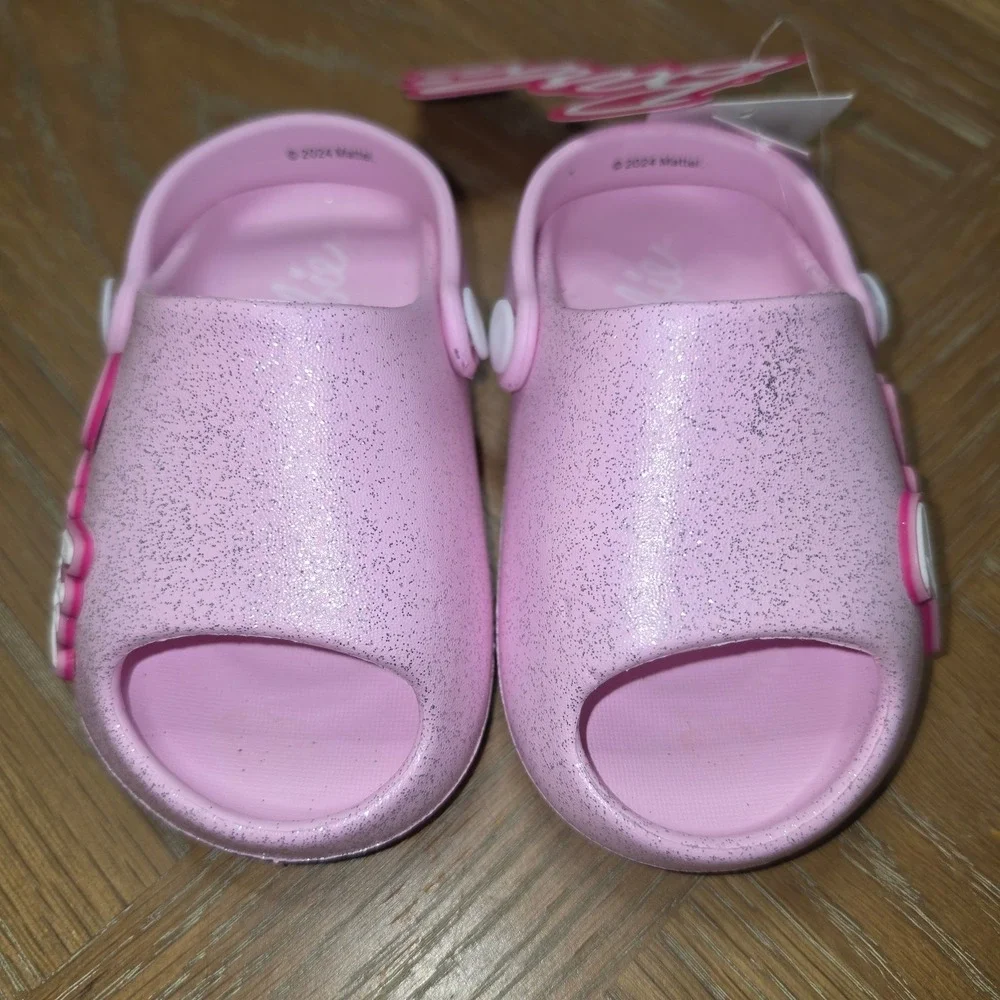 Barbie Toddler Girls Pink Glitter Clogs Slip On Shoes Size 4 AGVC39317-1 NWT
